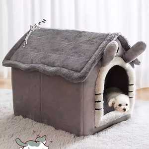 Abri pour animaux <span class=keywords><strong>de</strong></span> compagnie en peluche courte, chaud et respirant, semi-fermé, <span class=keywords><strong>de</strong></span> haute qualité, disponible en plusieurs couleurs - Product Image 3