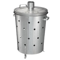 Incinérateur galvanisé 90L 75L INCINÉRATEUR POUBELLE DE FEU DE JARDIN FEUILLE DE BOIS PAPIER BRÛLEUR DE DÉCHETS