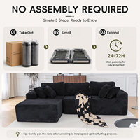 Sofa Vakum Kompresi Busa Modern Bentuk L dengan Kursi Panjang dan Dudukan Dalam Berbahan Kain Corduroy untuk Ruang Tamu