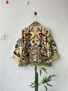 Handmade Suzani Embroidery Jacket Boho Quilted Cotton <b>Coat</b> Floral Embroidered Outerwear Ethnic Fashion Jacket for Women - Product Image 2