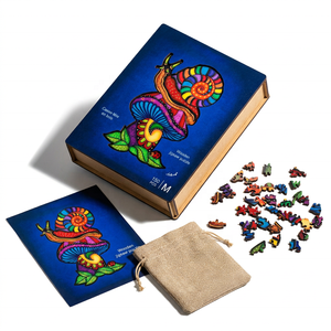 Puzzle en bois personnalisé A4, motif escargot coloré, 150 pièces, épaisseur 5 mm, avec boîte premium pour la maison, les loisirs et les cadeaux - Product Image 1