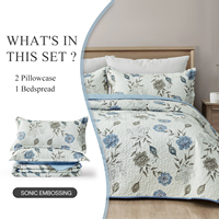Ensemble de couette d'hiver 3 pièces pour lit Queen et King, imprimé, couvre-lit avec garnissage en polyester