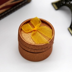 Vintage Elegance Multi-Color Mini Round Jewelry Travel <b>Box</b> Simple Style Portable Paper Ring Gift <b>Box</b> with Ribbon - Product Image 4