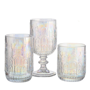 Verres à <span class=keywords><strong>vin</strong></span> gris Samyo <span class=keywords><strong>de</strong></span> haute qualité, personnalisés, vintage, à pied court, avec motif <span class=keywords><strong>de</strong></span> château en relief - Product Image 3