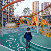 Equipo de Juegos Infantiles de Metal para Exteriores de Primera Calidad, Personalizado, con Tobogán Alto de Acero Inoxidable y Suelo de Gránulos para Parques Comunitarios