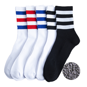 Trường Thiết Kế Terry Đệm Vớ Thoáng Khí Cotton Biểu Tượng Tùy Chỉnh Vớ Thể Thao Ba Sọc Nén Crew Vớ - Product Image 2