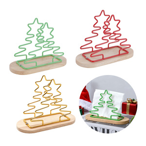 Porte-serviettes <span class=keywords><strong>de</strong></span> Noël <span class=keywords><strong>en</strong></span> fil métallique avec base <span class=keywords><strong>en</strong></span> bois, décoration <span class=keywords><strong>de</strong></span> <span class=keywords><strong>table</strong></span> <span class=keywords><strong>de</strong></span> Noël pour cuisine, fête, vacances - Product Image 1