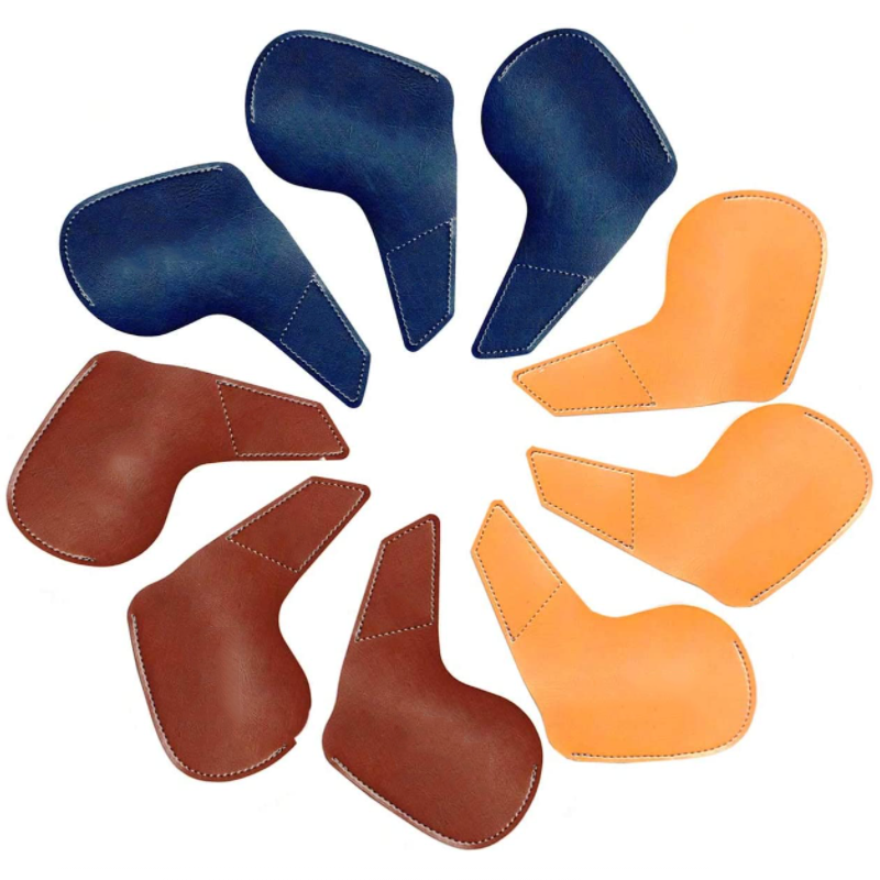 Embossed Leather Golf Iron Covers Set with Magnetic Closure & OEM