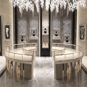 Agencement de magasin de bijoux et montres de luxe : personnalisation complète de la pièce, vitrine en verre, présentoir à bijoux, décoration de magasin - Product Image 2