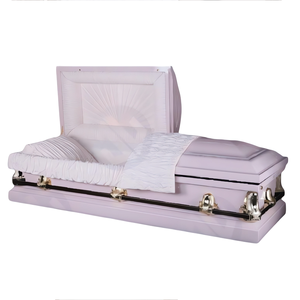 Prezzo di fabbrica stile americano Lt. Rosa sfumato argento finitura metallo scrigno Crepe interno per il funerale - Product Image 1