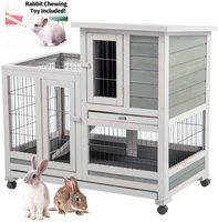 Cage en bois pour animaux domestiques, maison pour petits animaux avec porte ventilée, plateau amovible