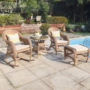 Outdoor <b>Table</b> and Chair White Waterproof Sunscreen Rattan Chair Rocking Chair Combination Leisure Terrace Outdoor Garden - Product Image 6
