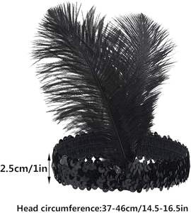 Vente chaude 1920s Flapper Bandeau Costume Flapper Casque pour Femmes Plume Bandeau pour <span class=keywords><strong>Gatsby</strong></span> Thème Fête Cheveux Accessoires - Product Image 3