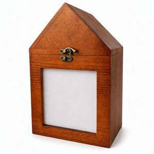 Handgemaakte ecologische luxe <span class=keywords><strong>urn</strong></span> van dennenhout met fotolijst voor hondencrematieas, moderne stijl - Product Image 1