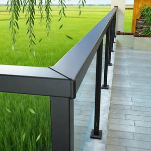 Barandilla de Balcón Moderna de Aleación de Aluminio con Apoyabrazos Cuadrado, Barandilla de Vidrio, Diseño Simple y Elegante - Product Image 1