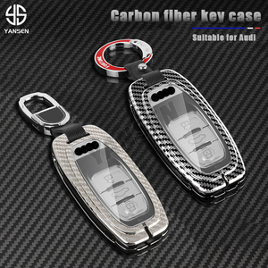 Porte-clés en fibre de carbone pour Audi A1 A3 8V A4 B8 B9 A5 A6 C7 A7 A8 Q3 Q5 Q7 S4 S6 S7 S8 R8 TT Fob Shell Protector Keychain - Product Image 6