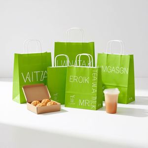 Bolsas de Papel Kraft para Té con Leche, Bolsas de Papel Marrón con Logotipo Personalizado para Suministros de Tiendas de Té de Burbujas - Product Image 1