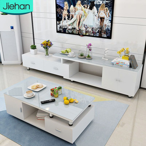 <span class=keywords><strong>Tavolino</strong></span> <span class=keywords><strong>da</strong></span> Caffè e Mobile TV dal Design Semplice con Piano in <span class=keywords><strong>Vetro</strong></span>, Prezzo all'Ingrosso, Set Personalizzato Bianco e Nero per Soggiorno - Product Image 1