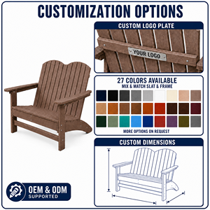 Wholesale HDPE Adirondack Bench <strong>2</strong> <strong>Seater</strong> Recycled Poly Lumber Outdoor <strong>Garden</strong> Patio Loveseat Weather Resistant <strong>Furniture</strong> - Product Image 3