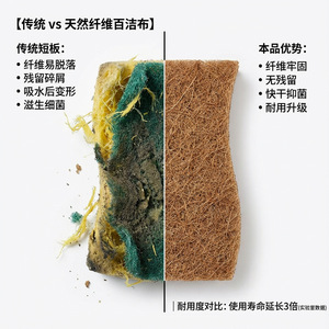 Éponge de nettoyage rectangulaire en fibre de coco naturelle pour casseroles et poêles - Product Image 2