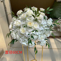 Décoration de table de mariage en soie florale faite à la main, boule de fleurs de rose rouge et blanche, élégante, artificielle, pour mariage, fête des mères