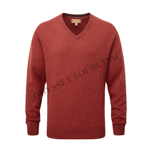 Cómodo suéter de algodón 100% con cuello en V para hombres con diseño elegante Jersey de invierno de punto suave antibolitas y antiarrugas - Product Image 2