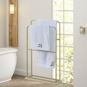 Portasciugamani in acciaio inox placcato oro Hotel-portasciugamani a 2 livelli altezza fissa con binari alti e bassi, <span class=keywords><strong>porta</strong></span> bagno - Product Image 2