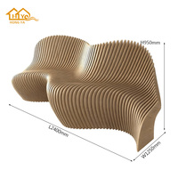 Banc Commercial Moderne Paramétrique en Bois Massif, Chaise d'Attente de Luxe en Bois Durable pour Hôtel, Bureau, Jardin, Aéroport