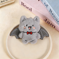 Porte-clés en peluche mignon en forme d'aile de chauve-souris, pendentif de sac en fourrure douce, breloque d'Halloween, vente en gros