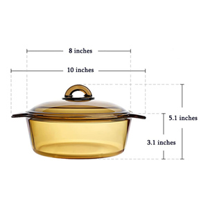 Casserole en verre de 2,5 L avec deux poignées pour la cuisson au four, accessoires de cuisine, marmite à soupe, ustensile de cuisson, en stock fabricant - Product Image 2
