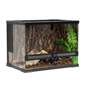 Reptile Glass Terrarium Tank Full View Visually Reptile Habitat Vivarium with Top Screen Ventilation Lid