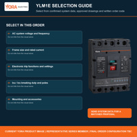 Pemutus Sirkuit Cetak YORA MCCB YLM1E Elektronik yang Dapat Diatur 3 Fasa 4 Kutub 100A 250A 400A 630A 800A 400V AC IEC60947-2