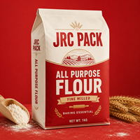 Sac d'emballage pour riz avec logo personnalisé, 1KG, 2KG, 5KG, fond plat, pochette pour farine de blé, sac d'emballage en plastique avec fermeture éclair à languette