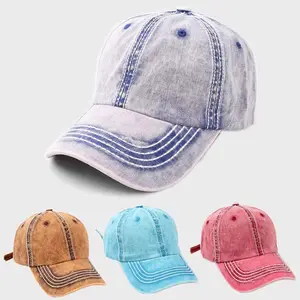 Hoge Kwaliteit Gepersonaliseerde Aangepaste Logo Hoeden Gewassen 100% Katoen 6 Panel Baseballpet