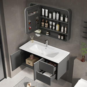Mueble de baño nórdico minimalista para colgar en la pared con lavabo integrado y elegante armario de almacenamiento para baño - Product Image 4