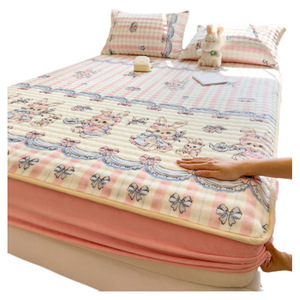 Tokogasa Milk Fleece Fitted Sheet 0.9m Printed Cartoon Winter Warm <b>Bedding</b> Home Use - Product Image 2