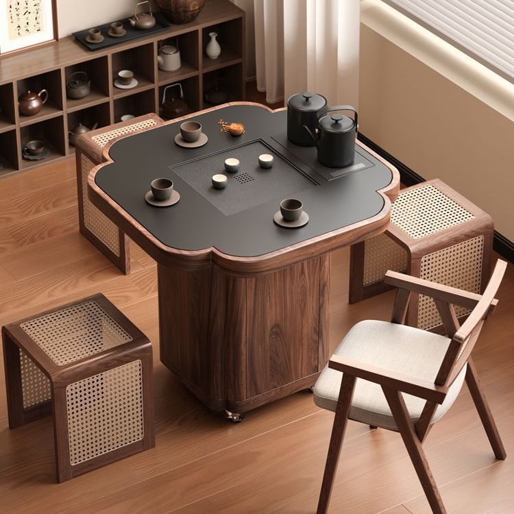 รถเข็นชาไม้เนื้อแข็งขนาด 68*68 ซม.