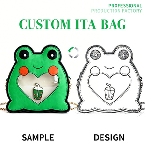 Sac à main Ita mini <span class=keywords><strong>en</strong></span> cuir PU personnalisé, motif animal, forme cœur, fenêtre transparente <span class=keywords><strong>en</strong></span> PVC, présentoir portable pour épingles, sac à bandoulière Ita à bas <span class=keywords><strong>prix</strong></span> - Product Image 3