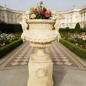 Grandes jardinières en marbre <span class=keywords><strong>blanc</strong></span> d'extérieur modernes, faites à la main, sculptées à la main, pour la décoration du jardin - Product Image 4