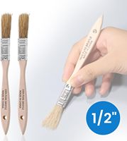 Lot de 4 pinceaux plats pour la maison, poils naturels, manche en bois, 0,5 pouce, 1 pouce, 1,5 pouce, 2 pouces