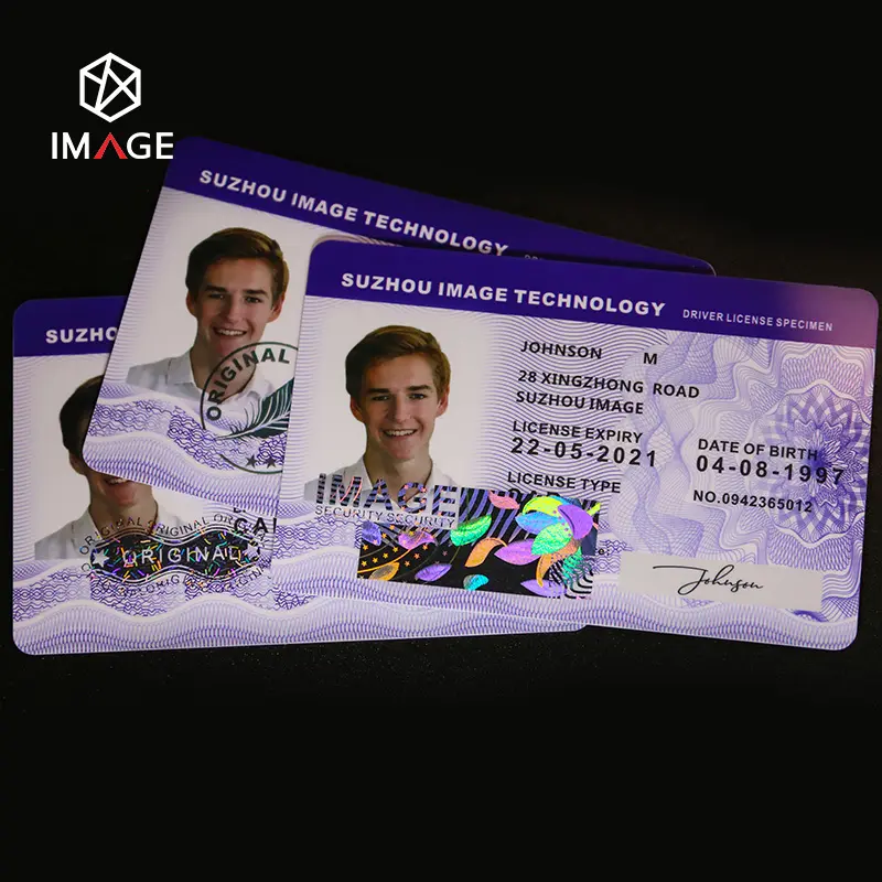 Tampilan Hologram ID transparan kustom untuk pencetak kartu ID dengan keamanan tinta UV