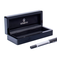 Boîte cadeau en bois noir brillant, étui de luxe à charnière pour stylo-plume avec logo personnalisé pour cadeau d'affaires pour cadres