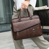 Sac à main de style coréen en cuir PU pour hommes, porte-documents à bandoulière unique, grande capacité, sac pour ordinateur portable, sac d'affaires pour hommes