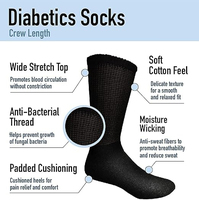 OEM ODM Étoiles grises personnalisées Conception sans couture Tissu évacuant l'humidité pour la sécurité de la santé des pieds Peau sensible Chaussettes en coton pour diabétiques