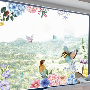 Nuevo papel pintado de peonías y pájaros para ventana, <span class=keywords><strong>baño</strong></span>, pegatina de pared de peonía 3D - Product Image 4