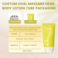Tube cosmétique de 100 ml avec tête de massage à trois rouleaux pour crème pour le cou, tube en PE avec massage en acier inoxydable
