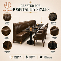 Meubles de bar d'hôtel de luxe Ron Group, sièges en cuir, chaise ergonomique rembourrée, table ronde en marbre pour restaurant