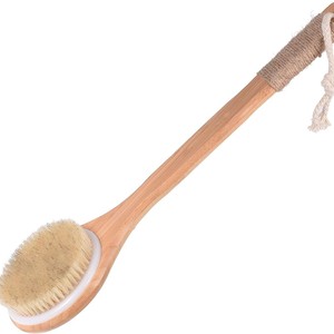 Épurateur <span class=keywords><strong>de</strong></span> bain <span class=keywords><strong>de</strong></span> brosse <span class=keywords><strong>de</strong></span> corps en bambou doux à long manche avec poils <span class=keywords><strong>de</strong></span> sanglier doux et éponge maille <span class=keywords><strong>douche</strong></span> dos épurateur nettoyant pour le corps - Product Image 3