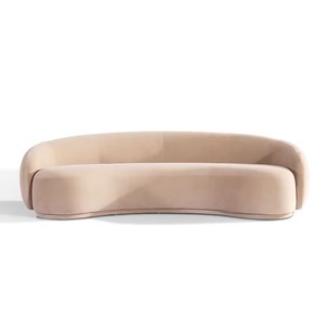 Sofá Redondo Moderno Curvo de Terciopelo Estilo Luna, Sofá <span class=keywords><strong>Nórdico</strong></span> de 3 Plazas <span class=keywords><strong>Relleno</strong></span> de Esponja para Apartamento, Villa, Hotel, Muebles de China - Product Image 3