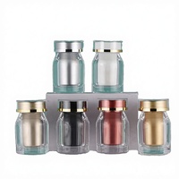 Bouteille ronde en plastique PS de haute qualité avec bouchon à vis doré 100 ml avec surface pour étiquette, pour médicaments, pilules et capsules molles, et couvercle de capsule
